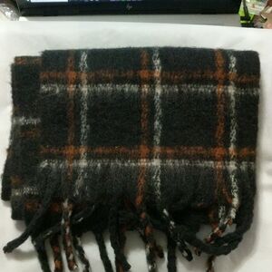 A New Day Black Orange Cream Blanket Scarf with Fringe